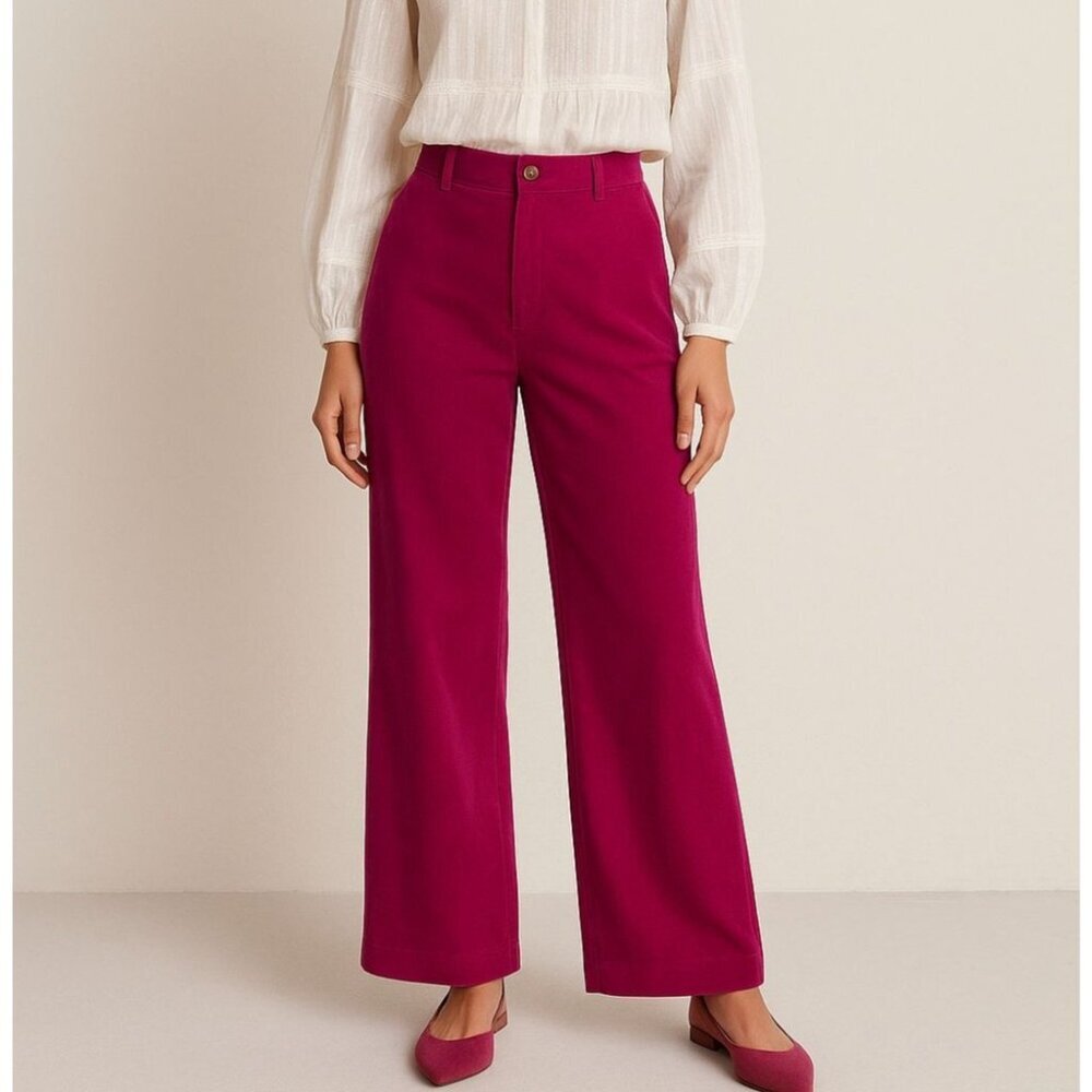 St. Johnn Marie Fuchsia Raspberry Lamb Suede SILK Pants Size 8 - Picture 1 of 12